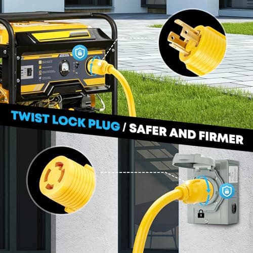 Kohree Nema L14-30 Generator Cord 30 Amp 4 Prong, 20ft Heavy Duty Generator Power Locking Cord for Manual Transfer Switch, Electric Extension Wire 10 Gauge 125/250V, 7500W with Cord Organizer — view 2