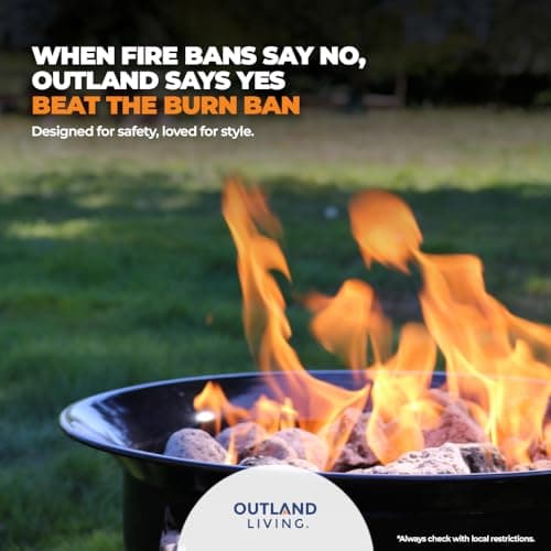 Outland Living Firebowl, Smokeless Fire Pit, Round Outdoor Portable Propane Gas Fire Pit With Fire Pit Cover & Carry Kit, 19-inch Diameter 58,000 Btu, 893 Deluxe Black Perfect for Outside Use — view 2