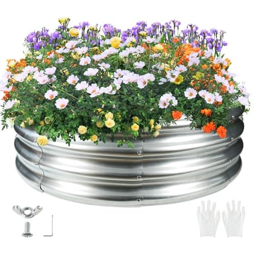 TBMLC 32" Round Galvanized Steel Ring Pit for Backyard,Camping,Bonfire; Round Steel Raised Garden Bed Kit,Metal Raised Garden Box for Outdoor Gardening and Planting (2.67x2.67x1FT, Black) — view 3