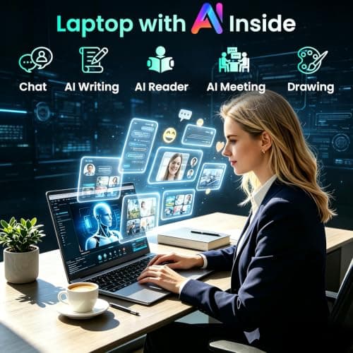 WAICID 15.6" IPS FHD Student Laptop with AI Assistant Included, 1 Year Office 365, J4105 Processor(Beat Celeron 5205U), 12GB RAM 256GB SSD, 180° Viewing, USB-C(Charging, Data, Display), 53.2Wh — view 2