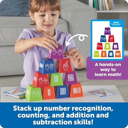 Learning Resources Number Stackers - Math Manipulatives, Addition and Subtraction Flash Cards, Counting Activities, Montessori, Fine Motor Skills, Problem Solving, Classroom Must Haves, Gifts for Kids — view 4