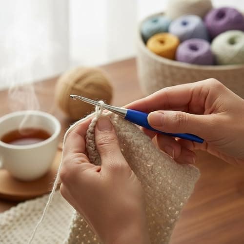 Furls Crochet Hook, Odyssey Navy Blue, Nickel Plated Tip for Effortless Glide, Ergonomic Handle Crochet Hooks 7" (Odyssey Navy Blue, H - 5.00mm) — view 3