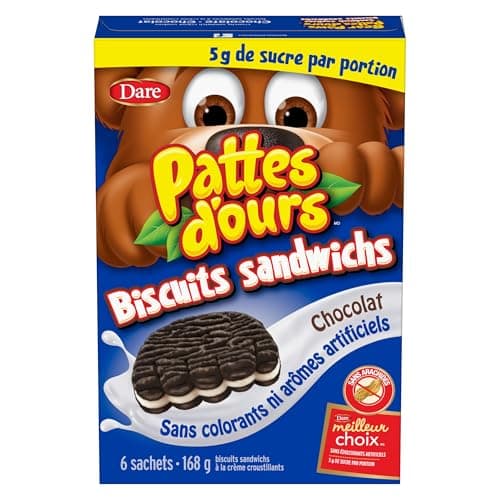 Bear Paws Chocolate Sandwich Cookies - Soft Cookie Snack Packs, Peanut Free School Snacks, 168g, 6 pouches — view 2