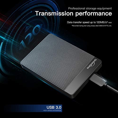 UnionSine 500GB Ultra Slim Portable External Hard Drive HDD-USB 3.0 for PC, Mac, Laptop, PS4, Xbox one, Xbox 360-(Black) — view 2