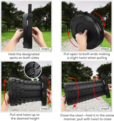 2026 Upgraded Collapsible Stool, 400lb Max Weight, Lightweight But Sturdy, Portable Folding Retractable Telescoping Foldable Camping Stool for Adults Outdoor Fishing Hiking Travel BBQ (Black) — view 4