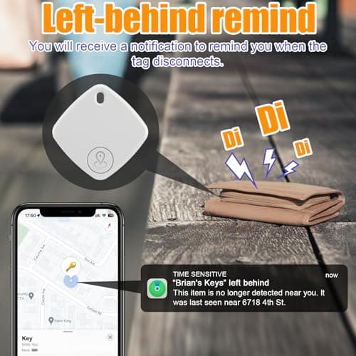 Tracker Tags-4 Pack, Bluetooth Tracker Work with Find My (iOS Only), Smart Trakcer Tag Key Finder and Item Locator with Lanyard, Tracker Tag for Keys, Luggage Replaceable Battery — view 3