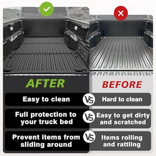 TripleAliners Truck Bed Mat Compatible with 2024 Toyota Tacoma Accessories 5FT Vehicle Bed Mat Perfectly Flush All Weather Protection TPE Heavy Duty Pickup Car Bed Cargo Mat — view 5