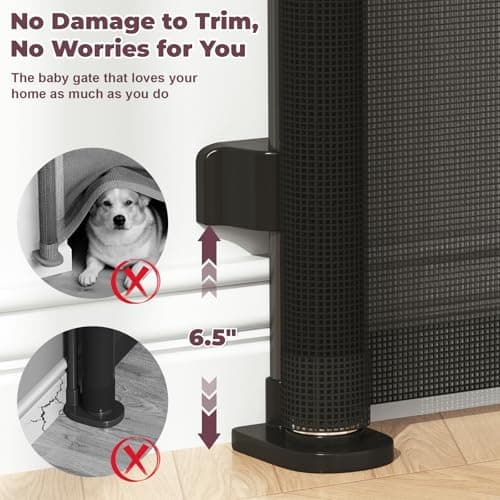 Retractable Baby Gates for Doorways, 58" Extra Wide Mesh Child Dog Gate for Stairs, 34" Tall Toddler Pet Gate Indoor and Outdoor, Easy Install, Essential for Home Safety, Black — view 3