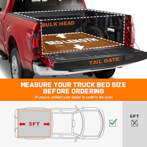 RHOBRA Soft Roll-up Truck Bed Tonneau Cover Compatible with 2019-2026 Ford Ranger 5ft Bed, 26.5oz Vinyl Soft Truck Bed Cover, Weather Resistant Bed Cover — view 2