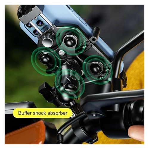 Motorcycle Phone Holder With Vibration Dampener High-Speed Secure Lock Anti-Theft Handlebar Cellphone Holder For 5.4-7.2'' Motorcycle Navigation Bracket(Pump Brake) — view 3