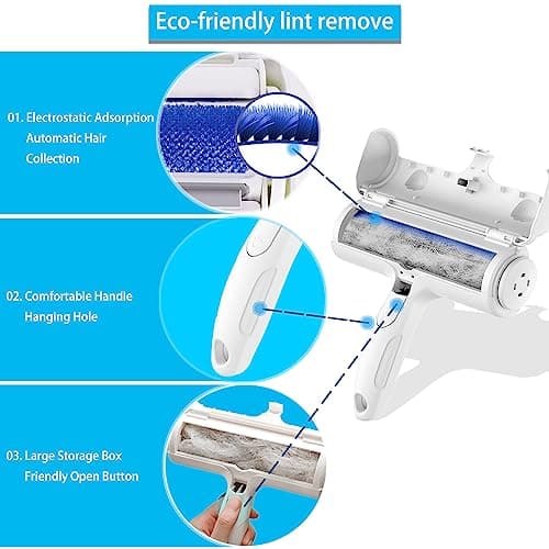Pet Hair Remover Roller, ACE2ACE Reusable Animal Hair Removal Brush for Dogs and Cats, Self Clean Pet Fur from Carpet, Furniture, Rugs, Laundry, Clothes and Bedding, Sofa — view 5