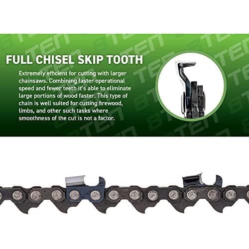 8TEN Full Chisel Skip Tooth Chainsaw Chain 36 Inch .063 3/8 114DL For MS 290 360 440 (3 Pack) — view 3