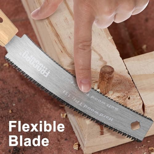 Frocopo Hand Saw Woodworking Tools, 6-Inch Pull Saw, Flexible Double-Edge Blade 17/11 TPI, Japanese Flush Cut for DIY Craft, Non-Slip Wood Handle, Sharp & Lightweight for Woodworking and Garden Trim — view 5