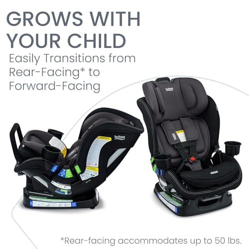 Britax Poplar S Convertible Car Seat, 2-in-1 Car Seat Extended Rear Facing, 17” Slim Car Seat Design with Fast & Easy ClickTight Installation, Anti-Rebound Bar & SafeWash Fabrics — Stone Onyx — view 3