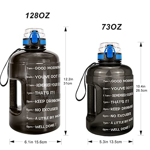 BuildLife Gallon Water Bottles with Times to Drink - Gallon Water Jug - 1 Gallon Water Bottle–128 oz Water Bottle,One Gallon Water Bottle with Time Marke for Gym(Black, 1 Gallon) — view 3