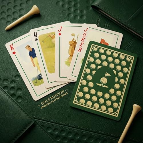 Shuffle Club Co Golf Playing Cards (Single Deck) – Hand-Illustrated Vintage Golf Deck | 310GSM Italian Linen Black-Core Poker Cards, 54 + Game Guide | Gift for Golfers & Dads — view 4