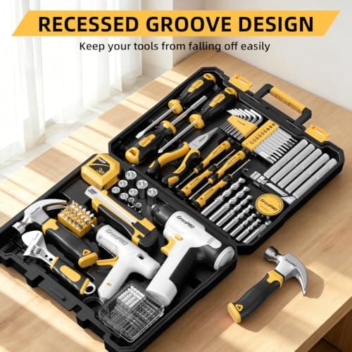 GRENPRO Tool Set Drill Set, 188PCS Tool Kit For Home with Cordless Drill Power, Tool Kit for Women & Men, Basic Household Auto Repair Hand Tool Box, Glue Gun Tools Sets & Electric Drill tools for Mens — view 2