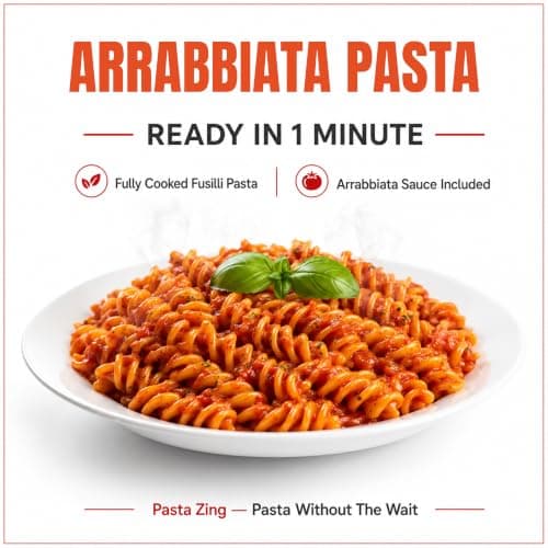 Pasta Zing Microwavable Arrabbiata Pasta, Pack of 7, 7.05 Ounce | Ready To Eat in 1 Minute | Made with 100% Italian Durum Wheat | Natural Ingredients | Spicy & Flavorful | Easy Meal & Side Dish — view 2