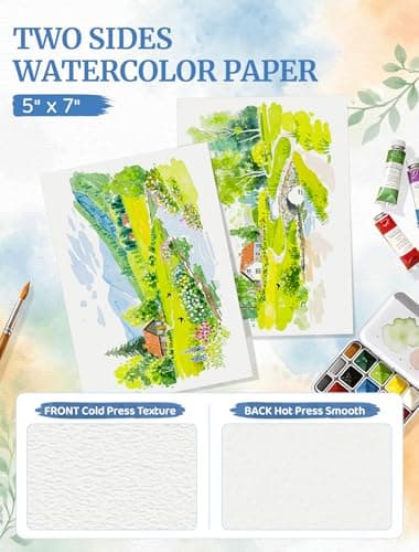 84 Sheets Watercolor Paper 5x7, 110 LB/230 GSM Water Color Paper 5 x 7, Cold Press Watercolor Paper Bulk, 5x7 Watercolor Paper Pad for Kids Adults, Art Paper for Painting, Sketching, Acrylic, Gouache — view 2
