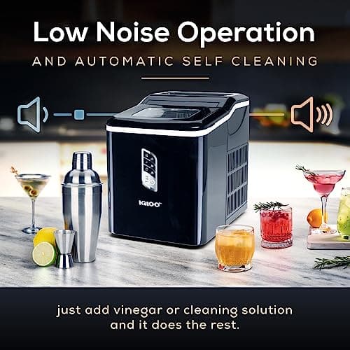 Igloo Handled Portable Ice Maker with Scoop - Ice Maker with LED Control Panel & 1 Quart Water Tank - Ice Cube Maker Produces 26 Lbs. of Ice in 24 Hours with 9 Large or Small Cubes In 7 Minutes- Black — view 4