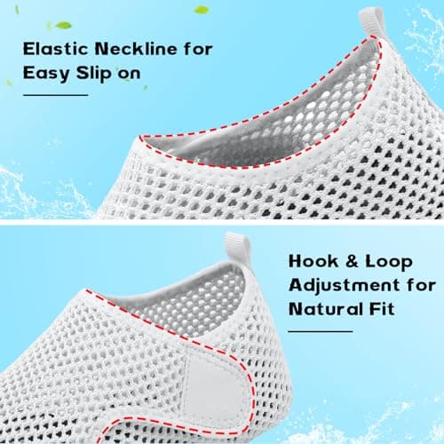 Scurtain Men Water Shoes White Barefoot Beach Sand Shoes Wide Rubber Grounding Shoes White Womans Shower Shoes Slip on River Aqua Sock Shoes Size — view 2