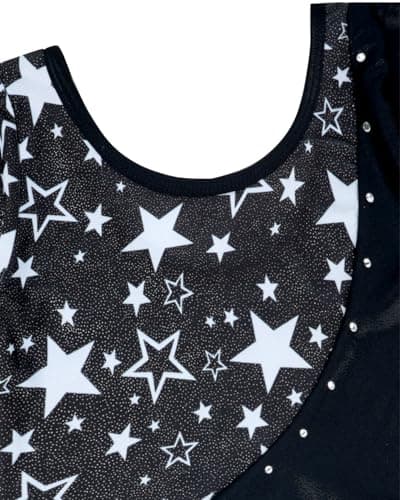 JiAmy Gymnastics Leotards for Girls, Long Sleeve Biketards Sparkly Dance Unitard with Shorts Athletic Bodysuit Outfit for Kids, Black 9-10 years — view 2