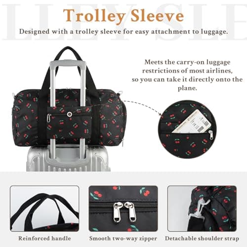 2PCS Cute Gym Bag for Girls, Duffle Bag with Wet Pocket & Shoe Compartment and Item Bag, Duffle Bag for Travel, Sports, Fitness & Workout — view 3