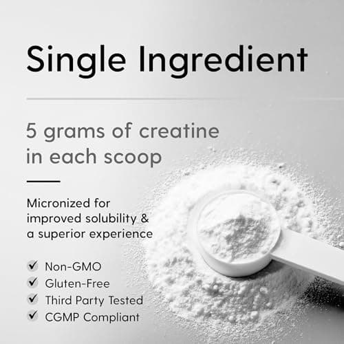 HEARTHY FOODS Creatine Monohydrate Micronized Powder 500G - 100 Servings, 5000mg Per Serving (5g) - for Men & Women Muscle Growth & Recovery - UNFLAVORED — view 3