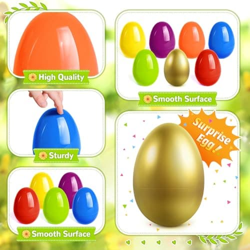 SpringFlower 3.5” Unfilled Easter Eggs, 36 pcs Colorful Egg Plus 1 Golden Egg, Empty Plastic Eggs Fillable with Candy, Treats, Presents for Toy Basket,Easter Decorations, Toy Egg Basket,Boys & Girls — view 3