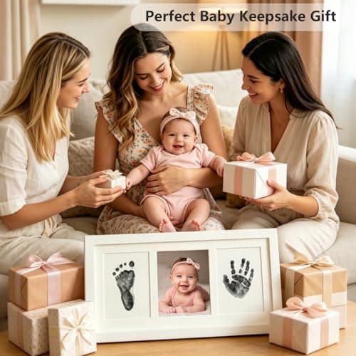 PewinGo Baby Handprint and Footprint Kit, Clean Touch Ink Pad, Skin-Safe Non-Toxic Mess-Free, Newborn 0-6 Months Memory Keepsake Frame,Nursery Decor & Baby Gift — view 7