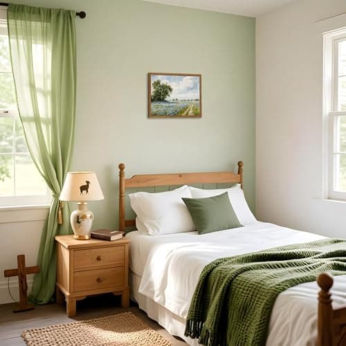 Framed Vintage Canvas Wall Art, Country Landscape Wildflower Field Wall Decor Paintings, Rustic Nature Pictures Prints Home Decor for Living Room Bedroom Bathroom Farmhouse 12x16 inch — view 6