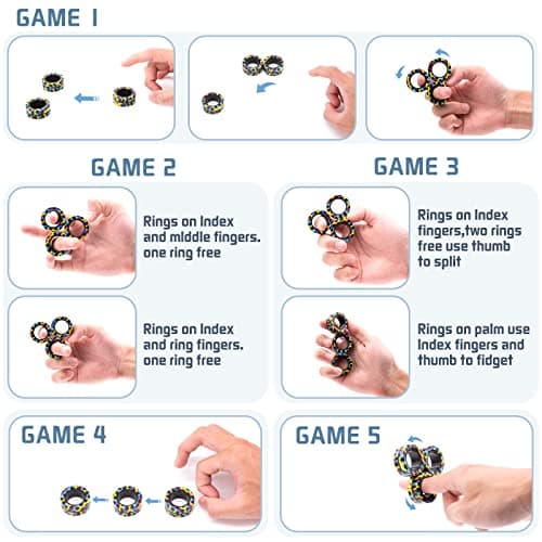 Magnetic Rings Fidget Toy Set, Idea ADHD Fidget Toys, Adult Fidget Magnets Spinner Rings for Anxiety Relief Therapy, Fidget Pack Great Gift for Adults Teens Kids Easter Basket Stuffers (3PCS) — view 2