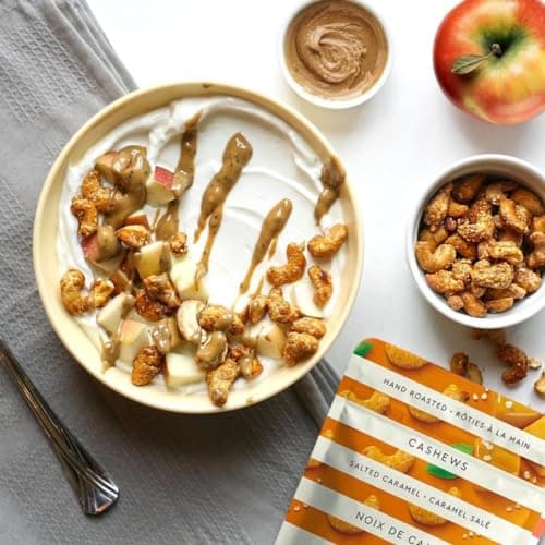 Handfuel Salted Caramel Cashews, Hand Roasted Salted Cashews, 4g of Protein, Proudly Canadian Made Plant Based Flavoured Nuts - 150 Grams — view 5