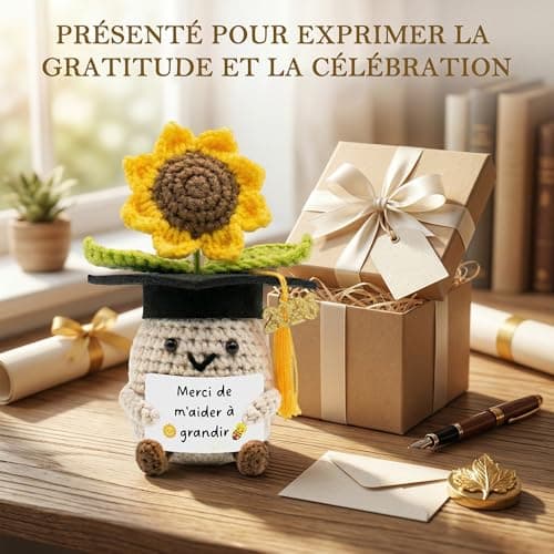 Cadeau Professeur en Français, Poupée Tournesol Tricoté avec Carte, Cadeau Enseignante & Éducatrice, Cadeaux de Remerciement Pour Professeur de Français — view 5