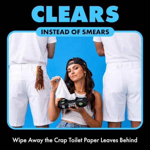 DUDE Wipes Unscented Flushable Wipes - Extra-Large Adult Wet Wipes for Sensitive Skin - 6 Pack (288 Count) - Infused with Vitamin E and Aloe - Septic and Sewer Safe — view 5