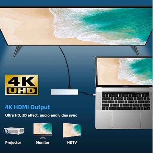 USB C Hub Adapter Laptop Docking Station 8 in 1 USBC Dongle to 4K HDMI,Ethernet,2 USB,Type-C,SD TF Card Reader,PD 100W Compatible with iPhone16/MacBook/Dell and Other Type C Laptops Device — view 3