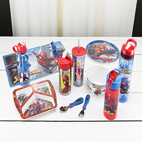 Zak Designs Marvel SpiderMan Kids Spout Cover and Built-in Carrying Loop Made of Plastic, Leak-Proof Water Bottle Design (16 oz, BPA-Free) — view 6