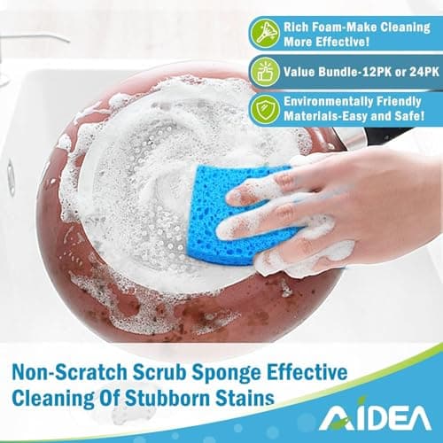 AIDEA Non Scratch Scrub Sponge, 24Count, Sponges for Dishes, Sponges Kitchen, Cleaning Sponge, Cleans Fast Without Scratching, Stands Up to Stuck-on Grime, Cleaning Power for Everyday Jobs — view 4