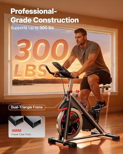 Merach Magnetic Exercise Bike, Heavy Duty Stationary Bike with Automated Resistance, 300 350 Lbs Weight Capacity, Low Noise Indoor Workout Bike for Home Gym with Self-Developed App — view 2