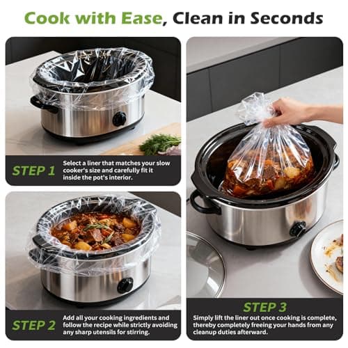 KOOC Slow Cooker Liners, 20 count 13" x 21" Large Size Cooking Bags Fits 3-8 Quart Pots, Disposable Pot Liners Suitable for Oval & Round & Retangular Pot — view 4