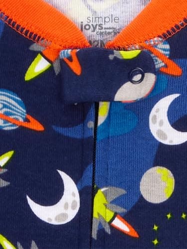 Simple Joys by Carter's Baby Boys' 3-Pack Snug Fit Footless Cotton Pajamas, Dogs/Space/Rhino, 18 Months — view 2