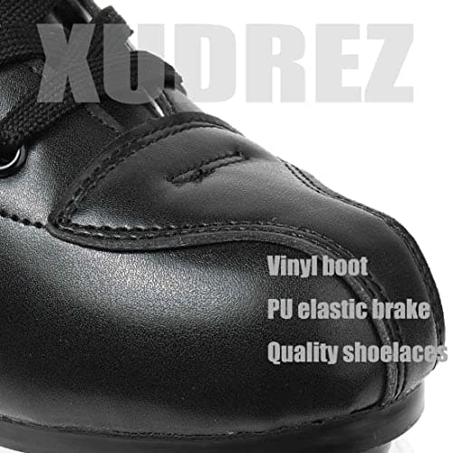 XUDREZ Classic Roller Skates High-Top Double-Row Leather Roller Skates for Women and Men (Black Black Wheel,8.5) — view 2