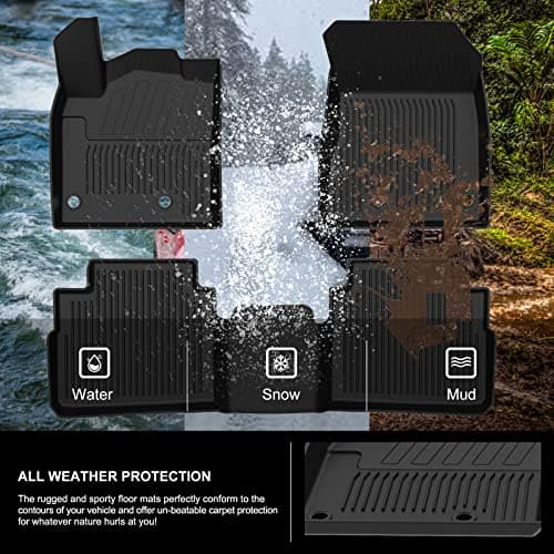 KIWI MASTER Floor Mats for 2021-2026 Nissan Rogue (Not Sport), OEM Replacement T99E4-6RR0B, Custom Fit All Weather Car Mats, Heavy Duty TPE Floor Liners, Front & Rear 2 Row, Black — view 2