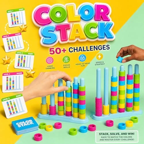 Wooden Color Match Challenge Game, Color Stack Challenge Game,Stacking Game for Family & Adults - Logical Thinking Puzzle with 60+ Challenges Speed & Strategy Game for Game Night — view 5
