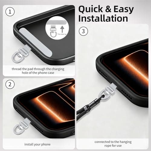 360° Rotating Stainless Steel Phone Tether Tab (Silvery 3-Pack) - Universal for iPhone & Other Phones (Fits Wristbands/Necklaces/Crossbody Straps) — view 5