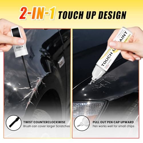 Gloss Black Touch Up Paint for cars, 2-in-1 Brush & Tip, 0.4 fl oz - Universal Car Scratch Repair Pen for Scratches & Scuffs, OEM Color Match, Quick-Dry & Long-Lasting — view 3