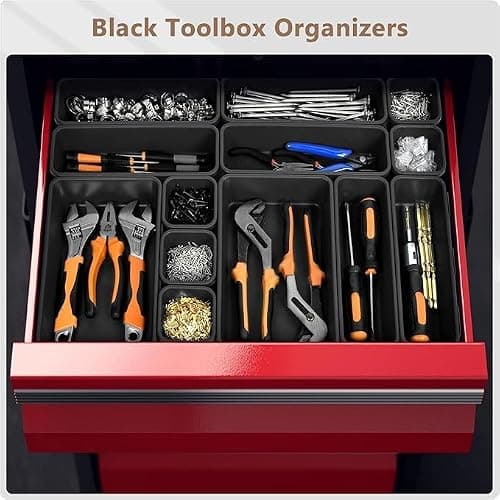 A-LUGEI【Large Size】【5 Pcs】 Tool Box Organizer Tray Divider【Single Size】 Desk Drawer Organizer Bin, Garage Organization and Storage Toolbox for Rolling Tool Chest Cart Cabinet WorkBench Part Widget — view 2