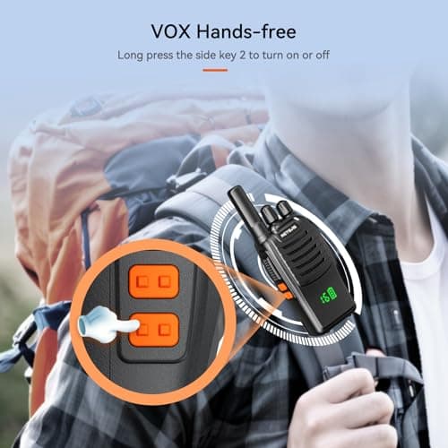 Retevis H777H Walkie Talkies Long Range for Adults, Sturdy 2 Way Radios,Shatterproof Hidden Display, Type-C Charging,VOX, SOS Alarm, Flashlight, License-Free, Two Way Radio for Camping Hiking(2 Pack) — view 3