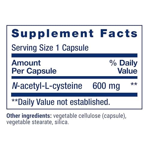Life Extension N-Acetyl-L-Cysteine (NAC), Immune, Respiratory, Liver Health, NAC 600 mg, Potent antioxidant Support, Free-radicals, Easy to Absorb, 60 Capsules — view 2