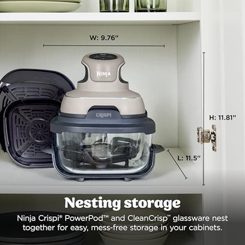 Ninja Crispi 4 in 1 Glass Air Fryer, 450°F, Non Toxic, 4QT and 6 Cup Containers with Lids, Dishwasher Safe, Stone, 1 Count, FN101ST — view 14